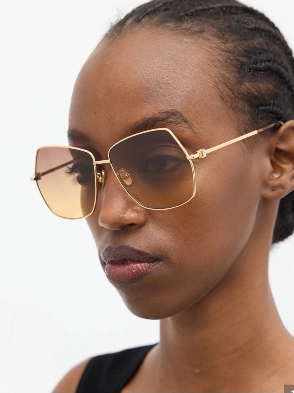 Maxmara Jewel Gold Frame Brown Gradient Square Sunglasses